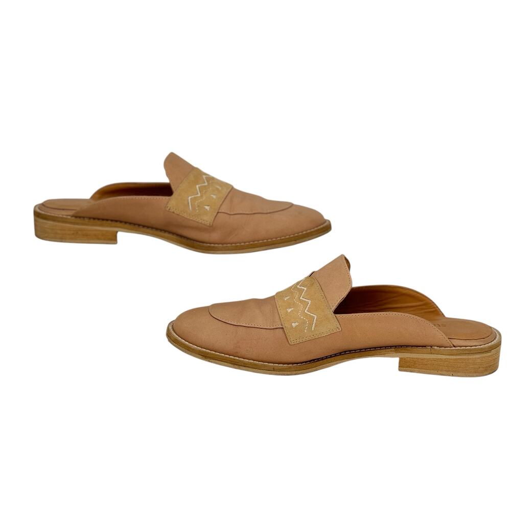 Sundance Mules Loafer Women's 38 8 Slip On Embroidered Leather Boho Relaxed Easy - Picture 4 of 11